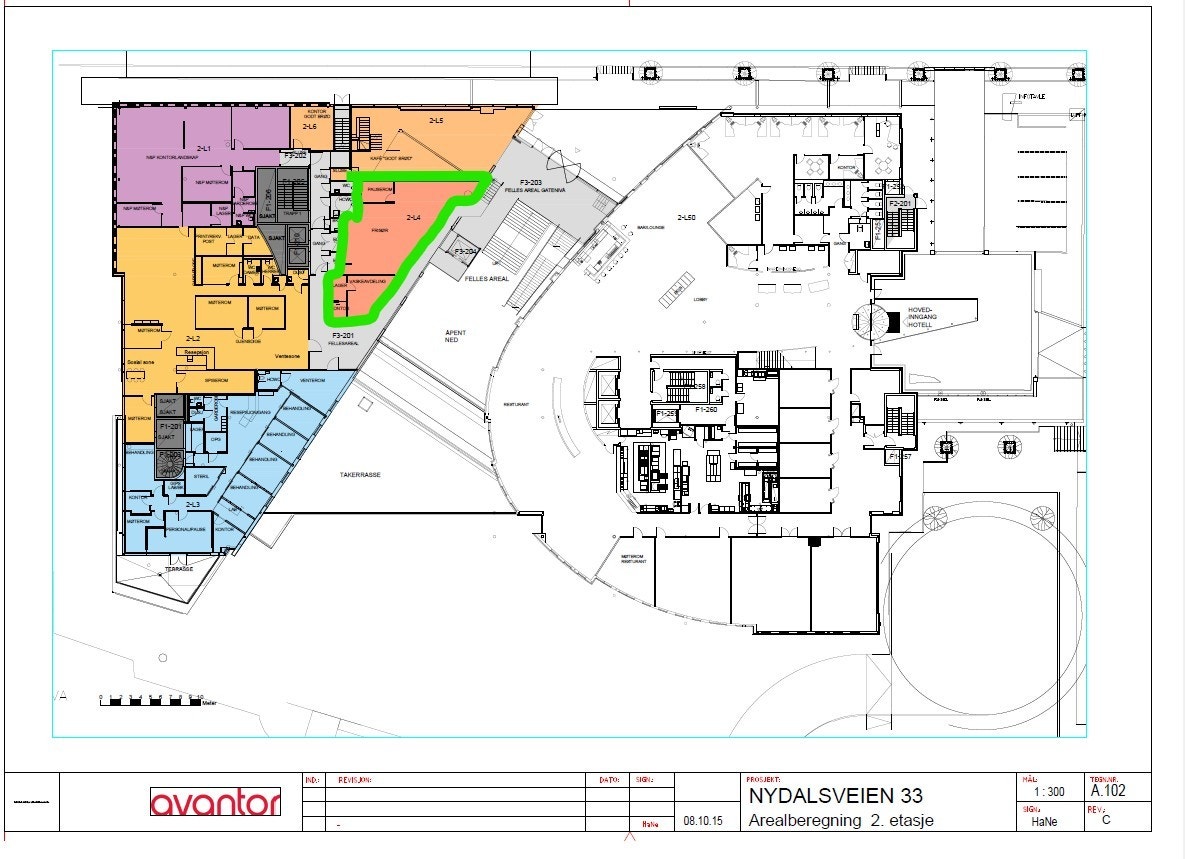 Se lokalet markert med grønn strek på tegning Galleribilde