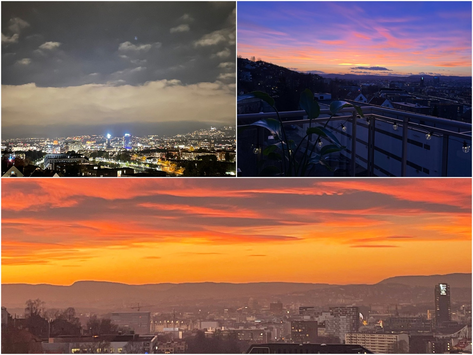 Når mørket senker seg våkner byen til liv. Nyt den glitrende utsikten fra sofakroken. Selgers private foto. Galleribilde