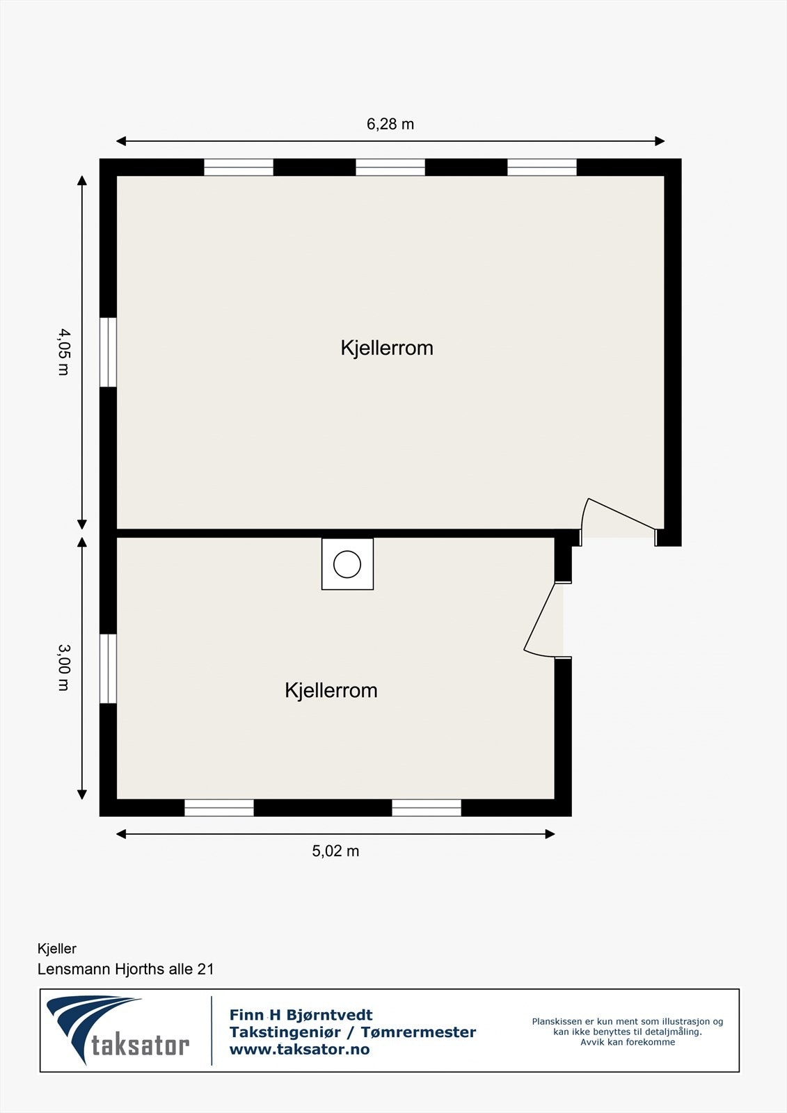 Plantegning kjeller- Boligen har unike utvidelsesmuligheter i kjeller på hele 42 kvm. Galleribilde