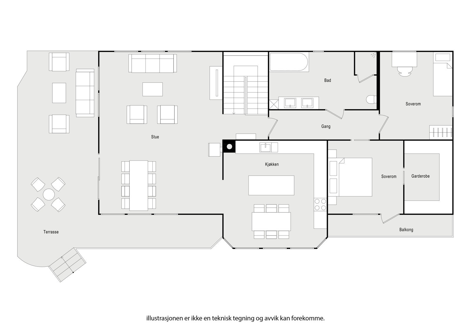 Boligen har totalt 4 soverom og 2 bad Galleribilde