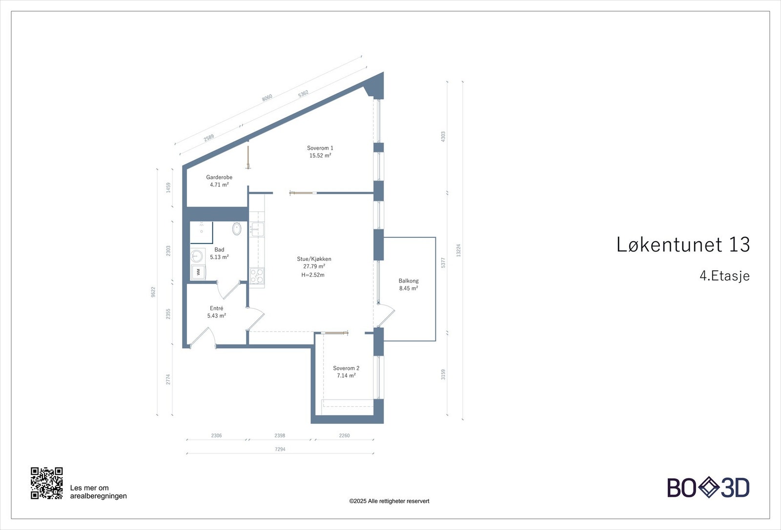 Plantegning med mål fra takstmann Galleribilde