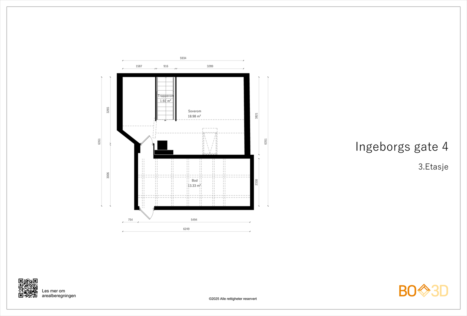 Dagens planløsning, loftsetasjen. Galleribilde