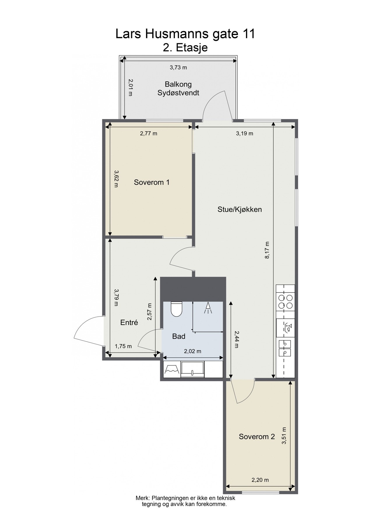 Målsatt plantegning. Galleribilde