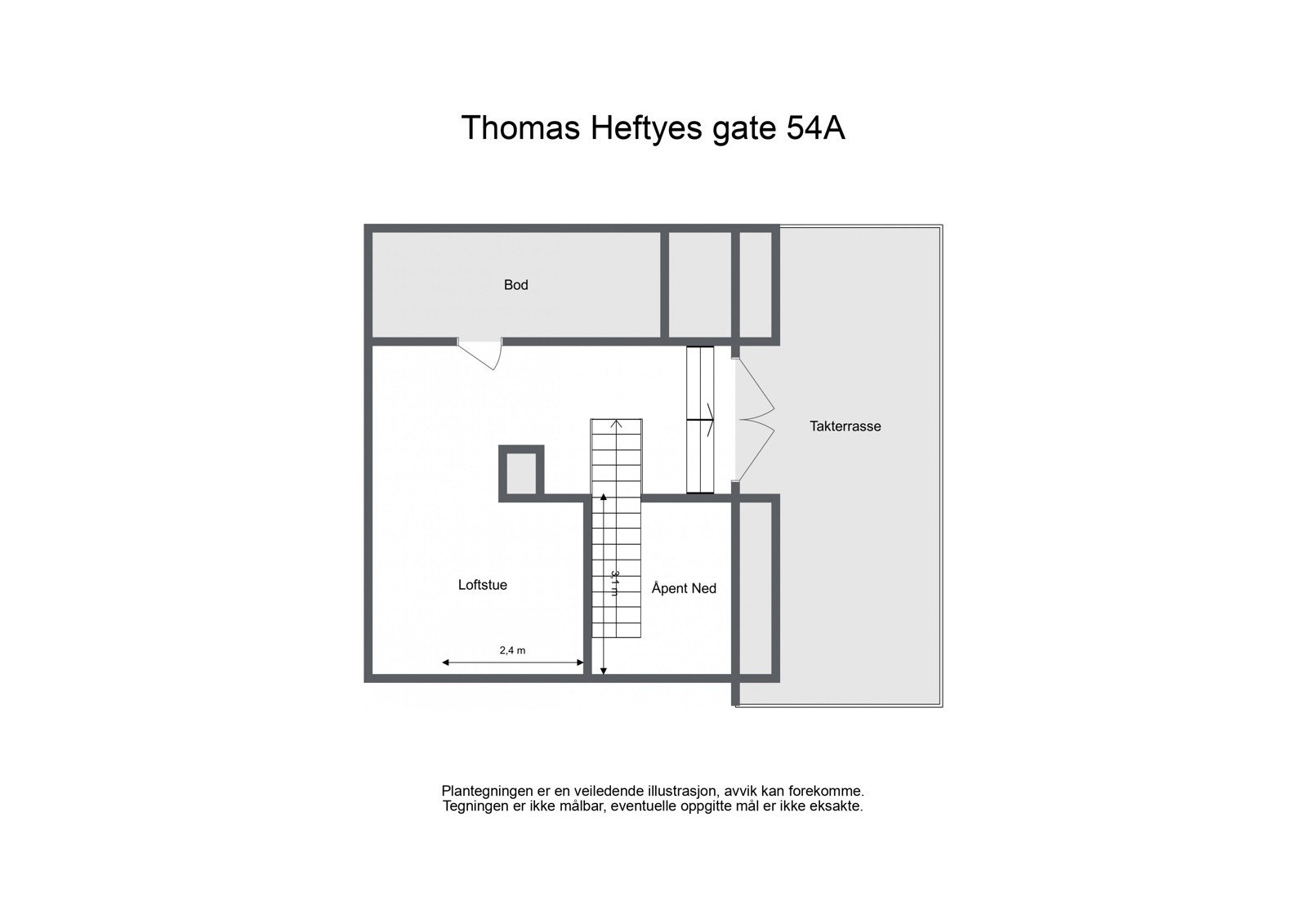 Plantegning 7 etasje/loftetasje.