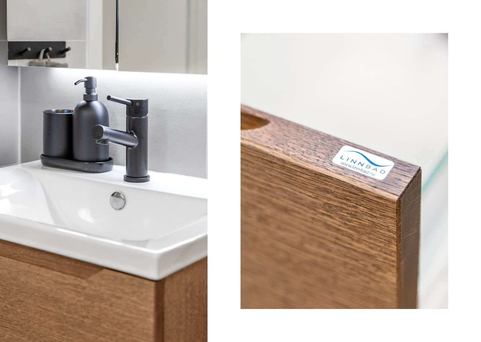 Moderne innredning i eik fra Linn bad og INR. Galleribilde