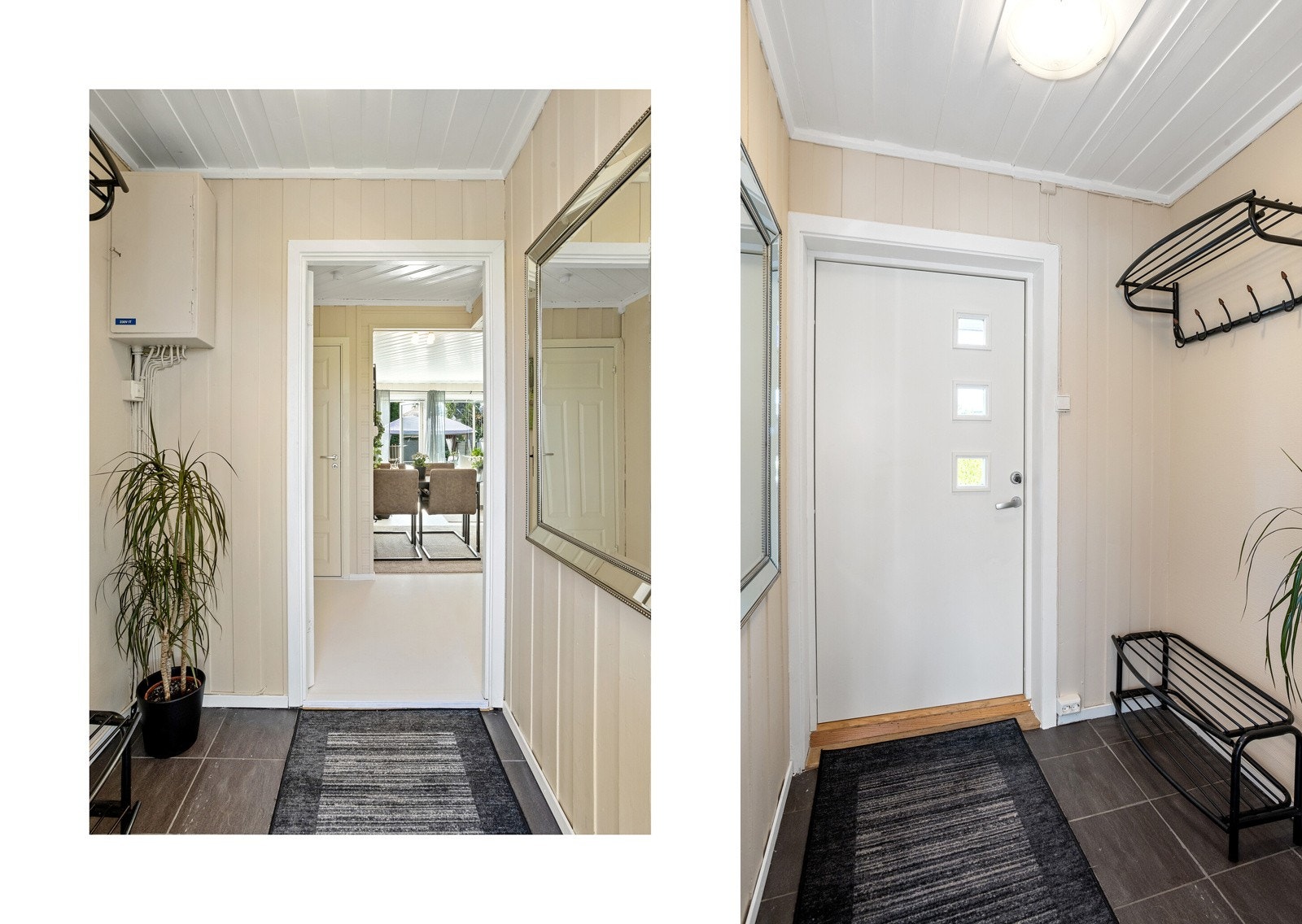 Hyggelig entré med flislagt gulv og godt med plass til yttertøy. Galleribilde