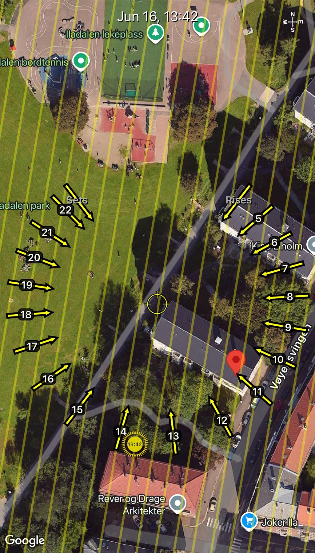 Solkart som viser solens bane på sommerstid. Galleribilde