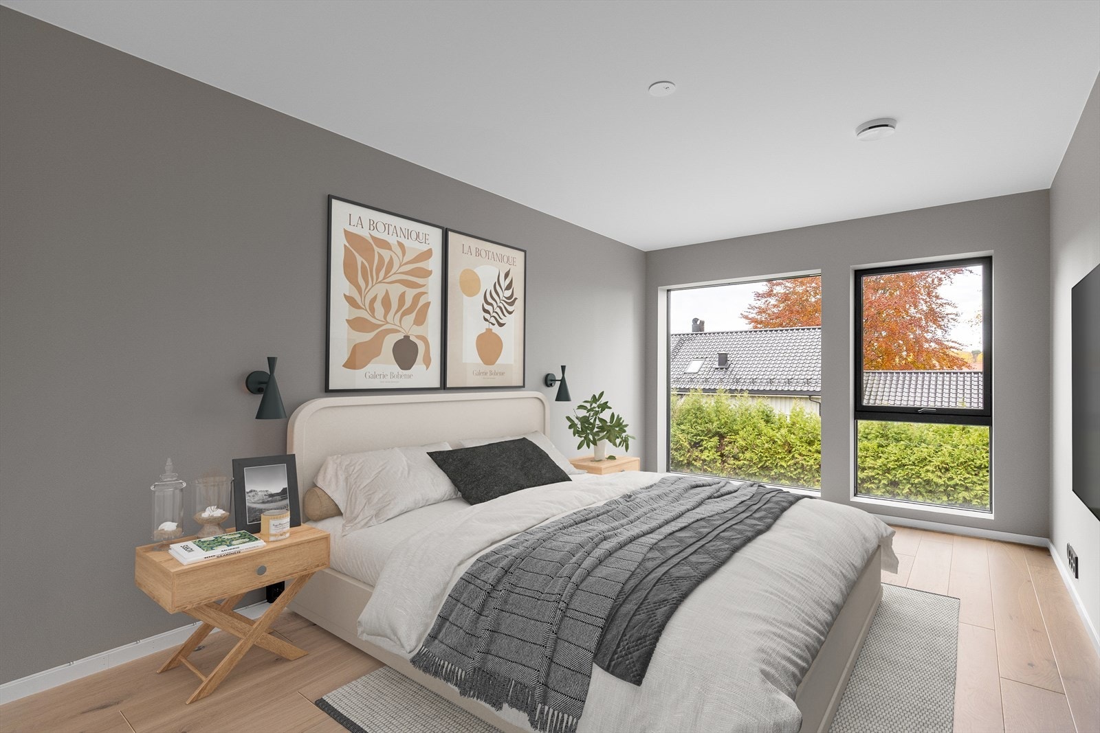 Soverom med tenkt møblering (Digital styling). Galleribilde