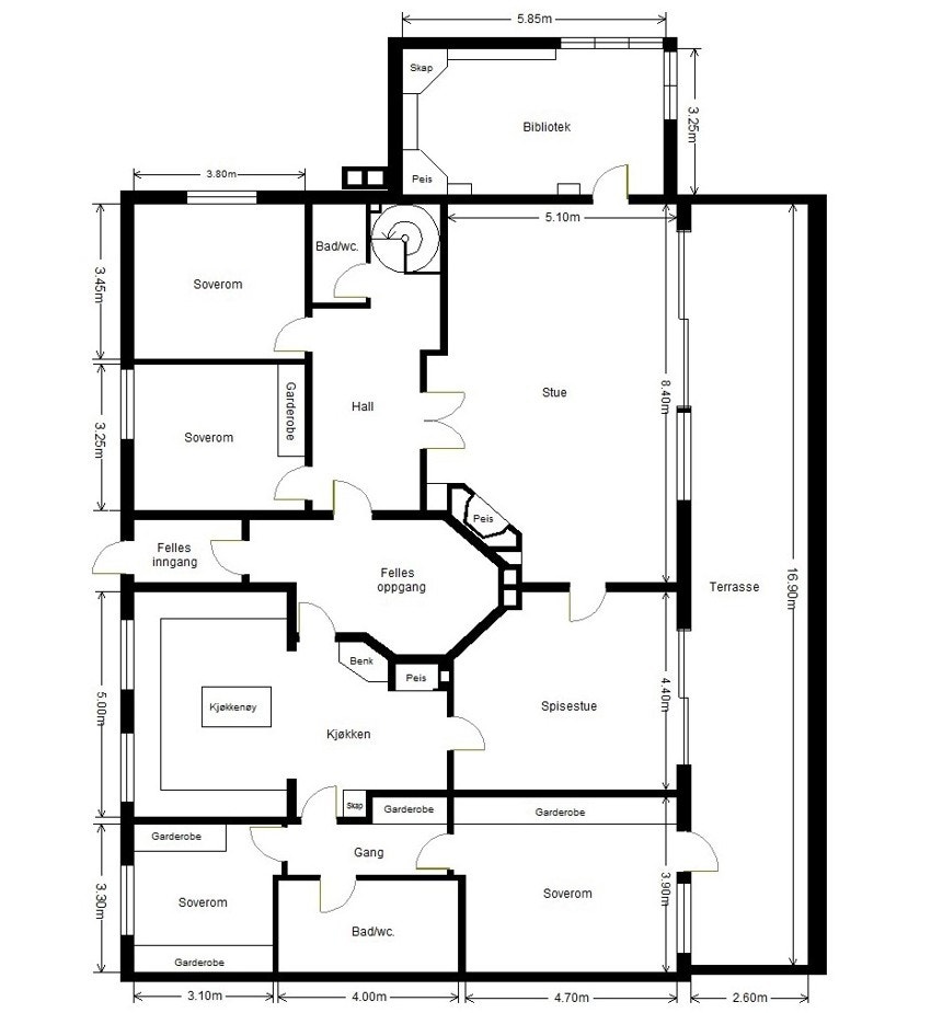 Planskisse over hovedetasjen. Galleribilde