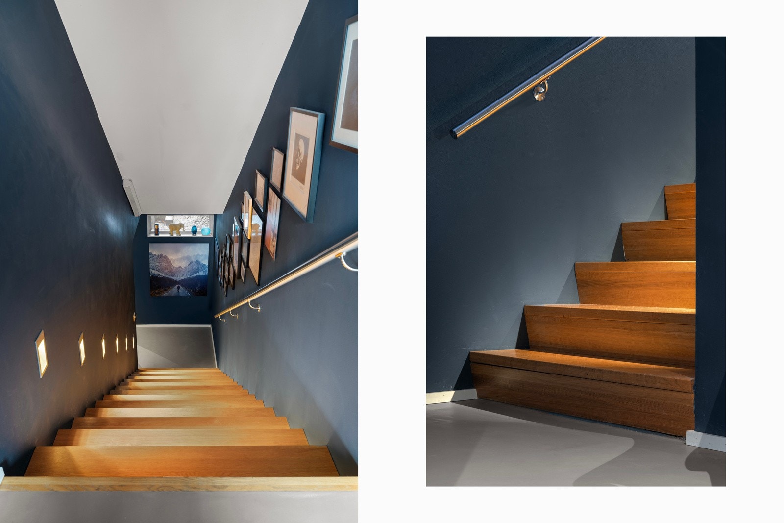 Trappen leder oss ned til boligens første etasje.