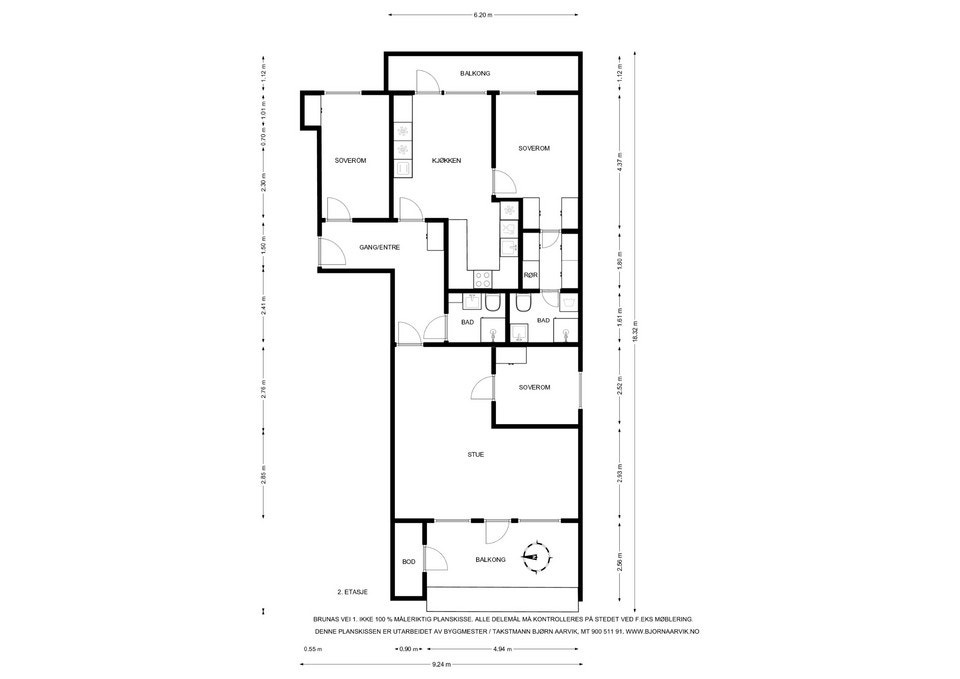 Leiligheten har en gjennomgående og lys planløsning som strekker seg fra øst til vest. Galleribilde