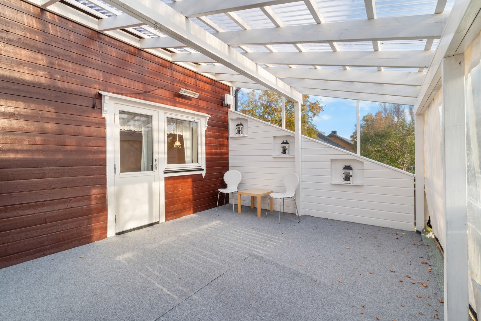 Med overbygget kan man nyte terrassen gjennom flere årstider. Galleribilde