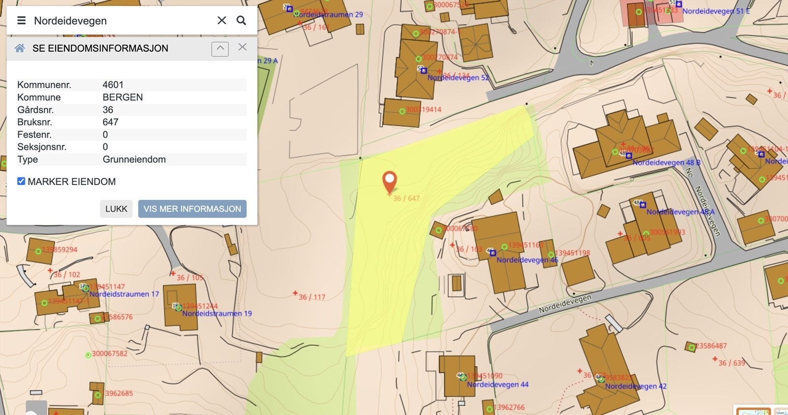 Eiendommen har adkomst fra veien nord for eiendommen Galleribilde