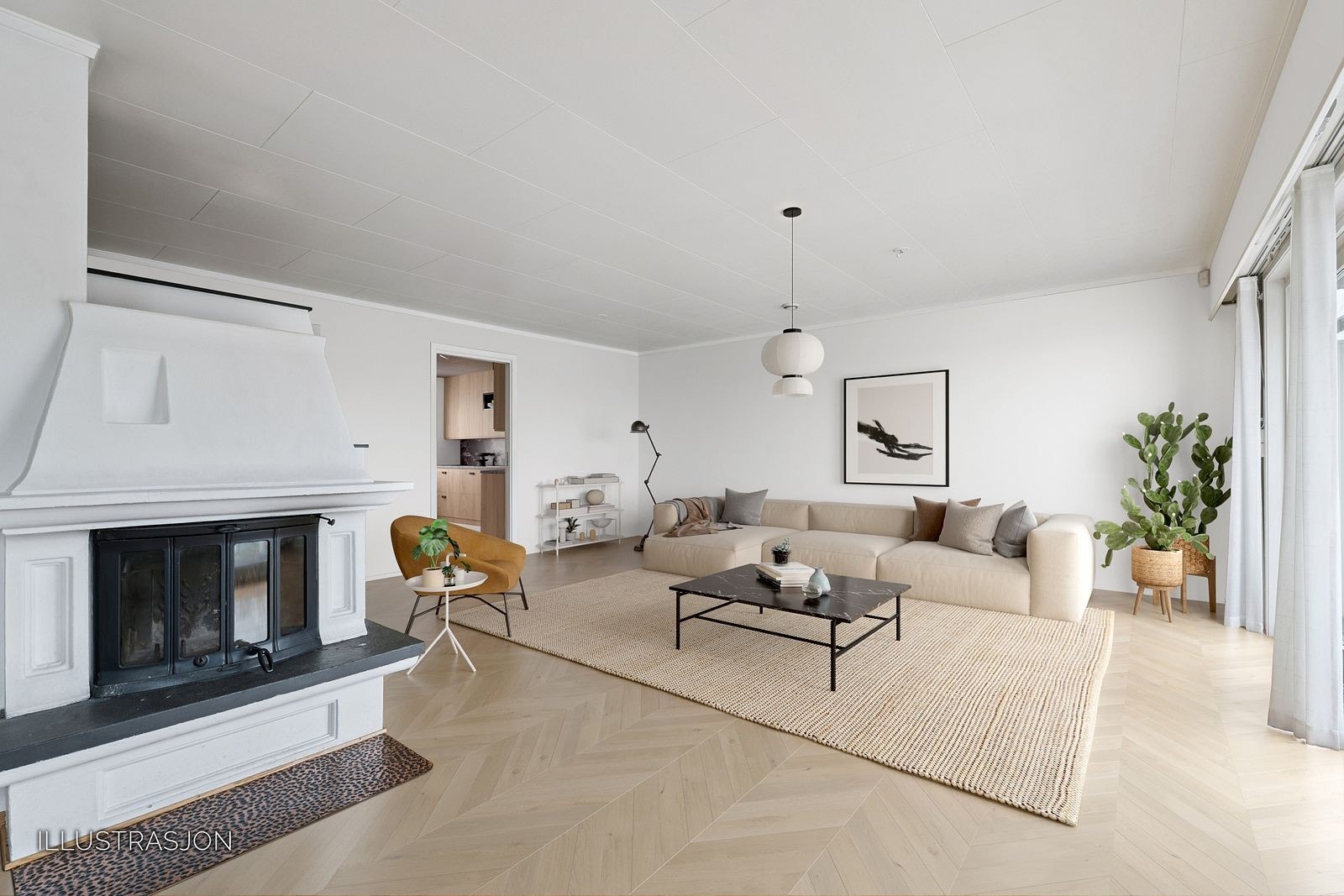 Slik kan stuen se ut - digitalt oppusset/ stylet Galleribilde