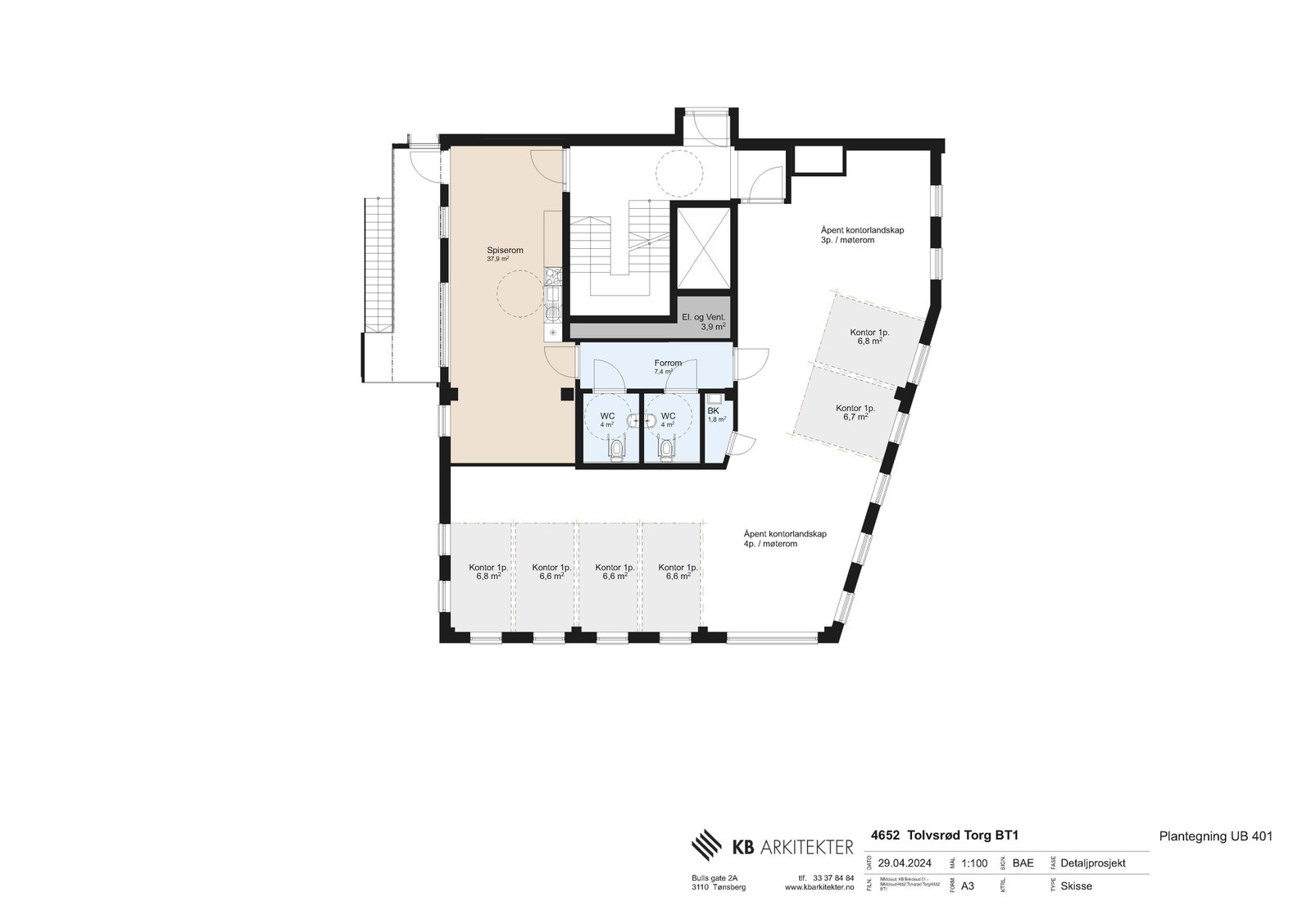 Eksempel på plantegning 4 etg. Galleribilde