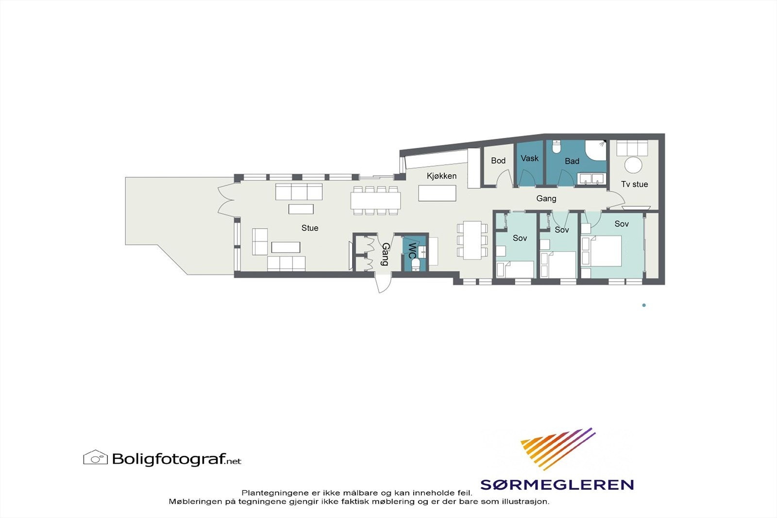 Plantegning. TV-stue er opprinnelig bod og ikke godkjent for varig opphold. Galleribilde