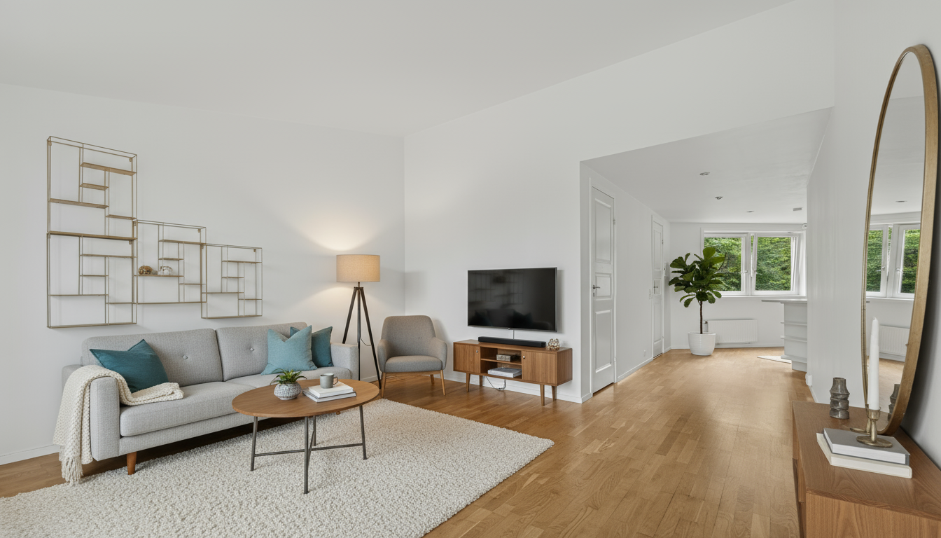 DNB Eiendom v/Maria Stokkan har gleden av å presentere Bynesveien 8! Her får du et allsidig oppholdsrom med plass til både sofakrok og spiseplass. Bildet er en illustrasjon. Galleribilde