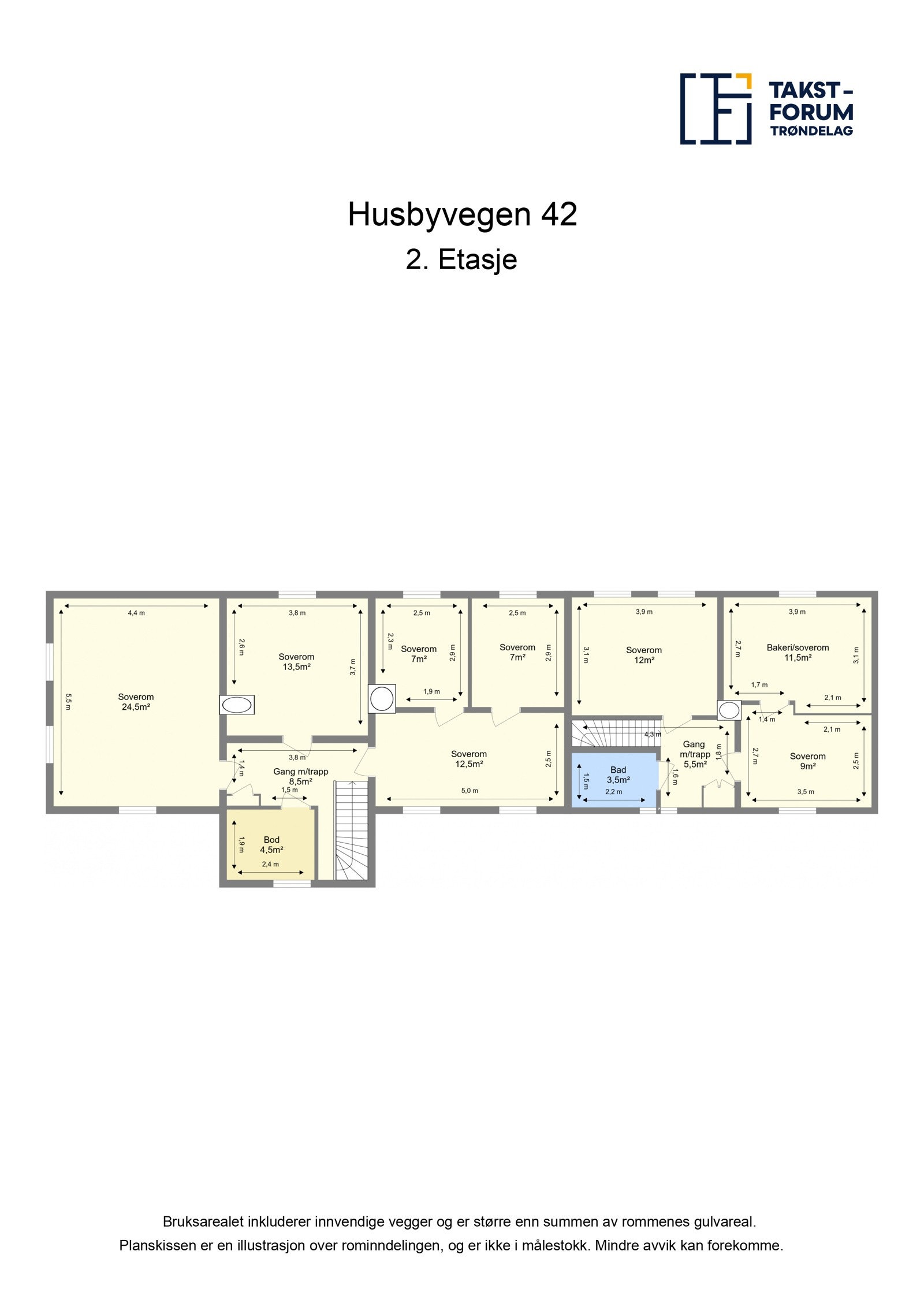 Plan våningshus 2. etasje Galleribilde