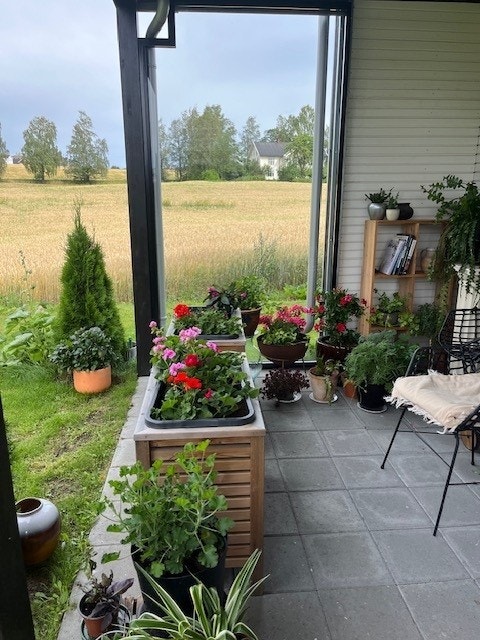 Avslappende uteplass som skjermer mot landlige områder. Galleribilde