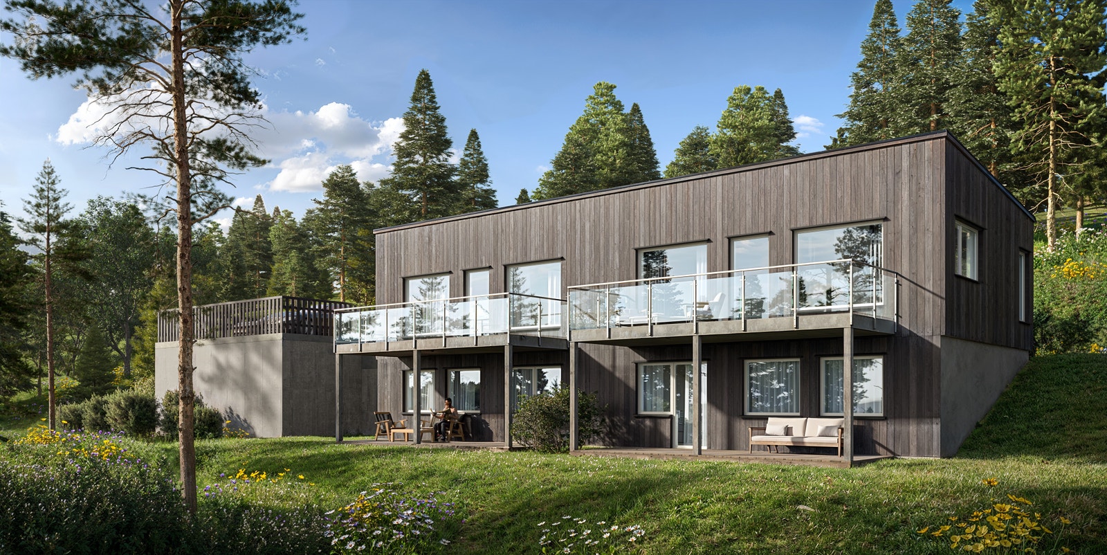 Illustrasjon av prosjektert bolig på tomten Galleribilde