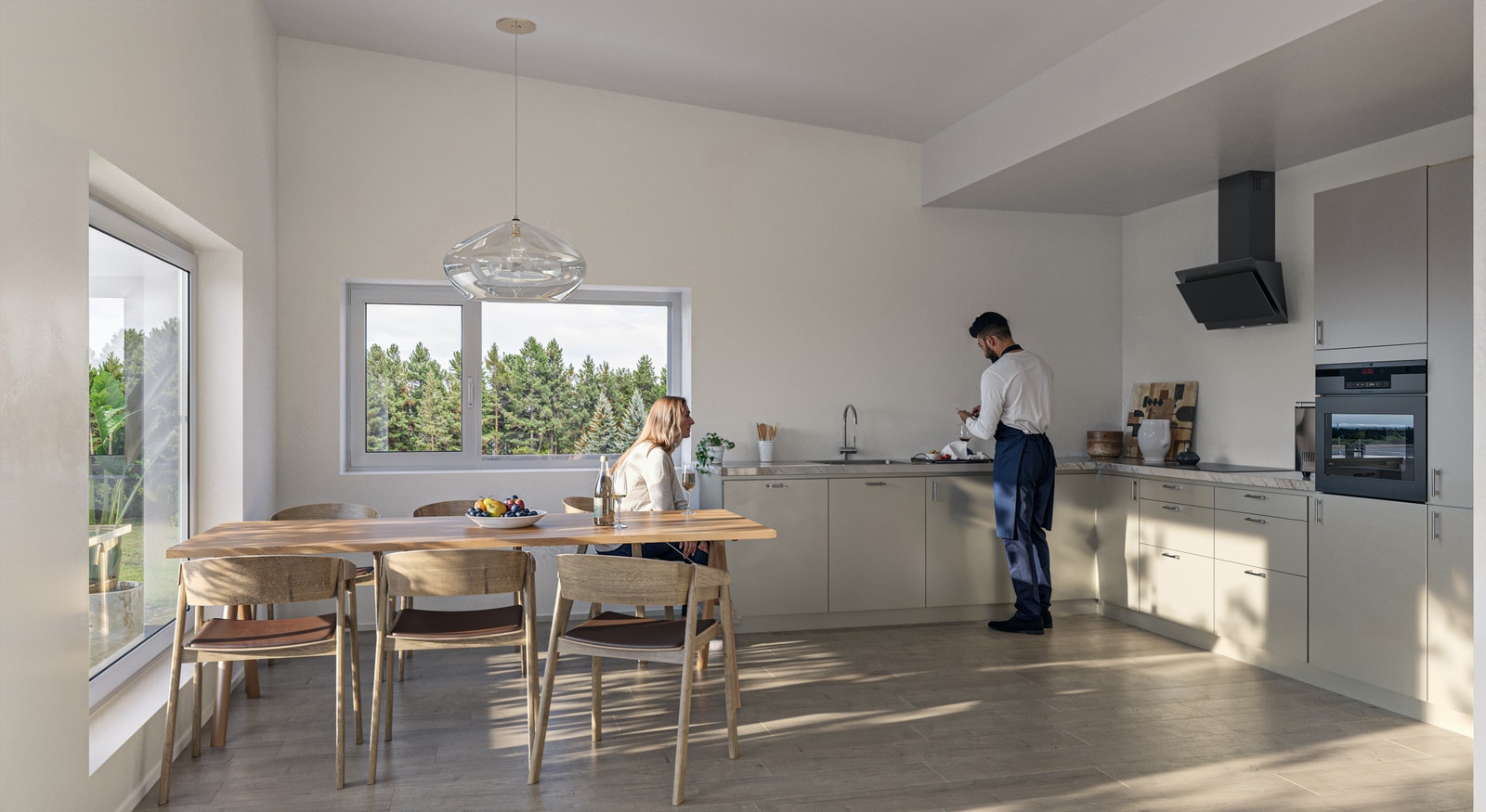 Ilustrasjon av kjøkken i prosjektert bolig på tomten Galleribilde