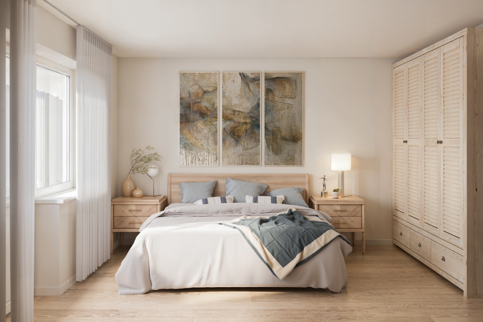 Illustrasjon av soverom i prosjektert bolig på tomten Galleribilde