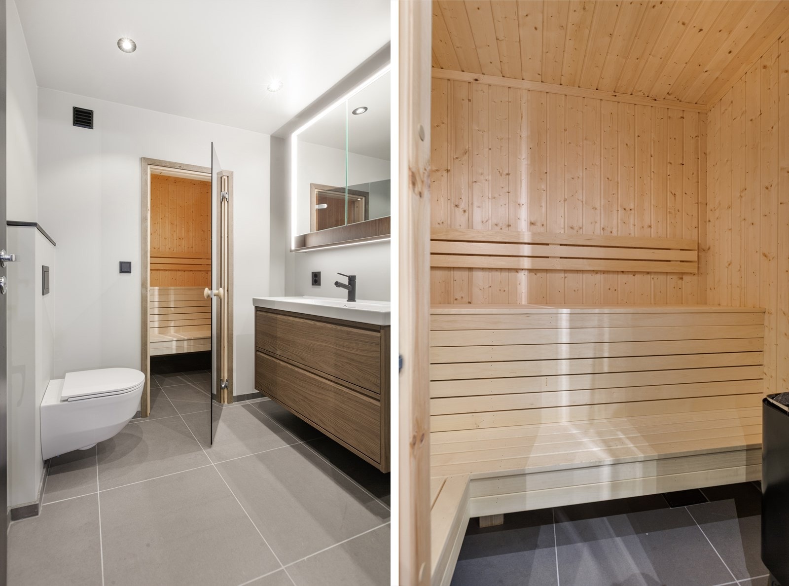 Badet har behagelig gulvvarme og badstue. Galleribilde