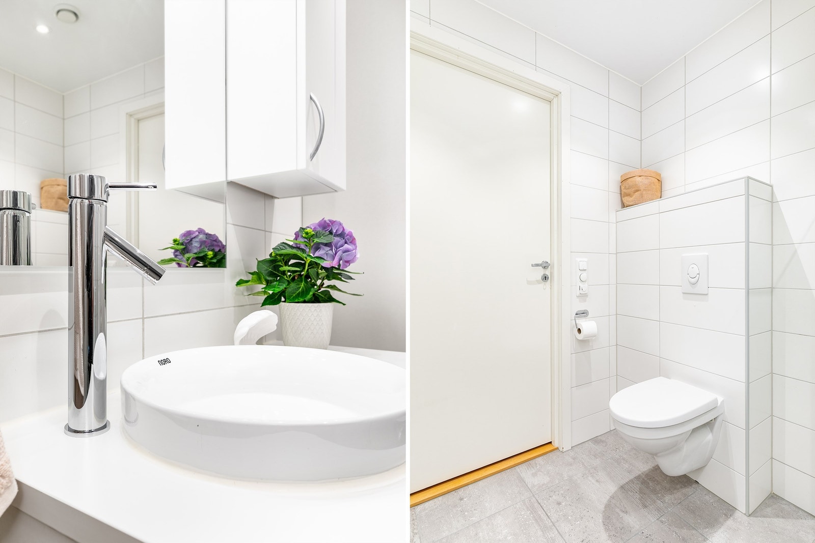 Spotter innfelt i badets himling kan dimmes til foretrukket styrke og stemning. Galleribilde