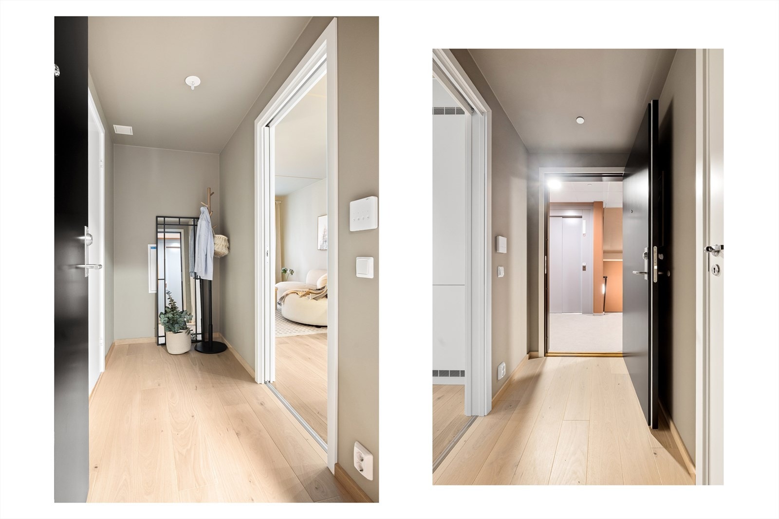 Fin entré m/plass til garderobeskap eller skyvedørsgarderobe, klær og sko. Galleribilde