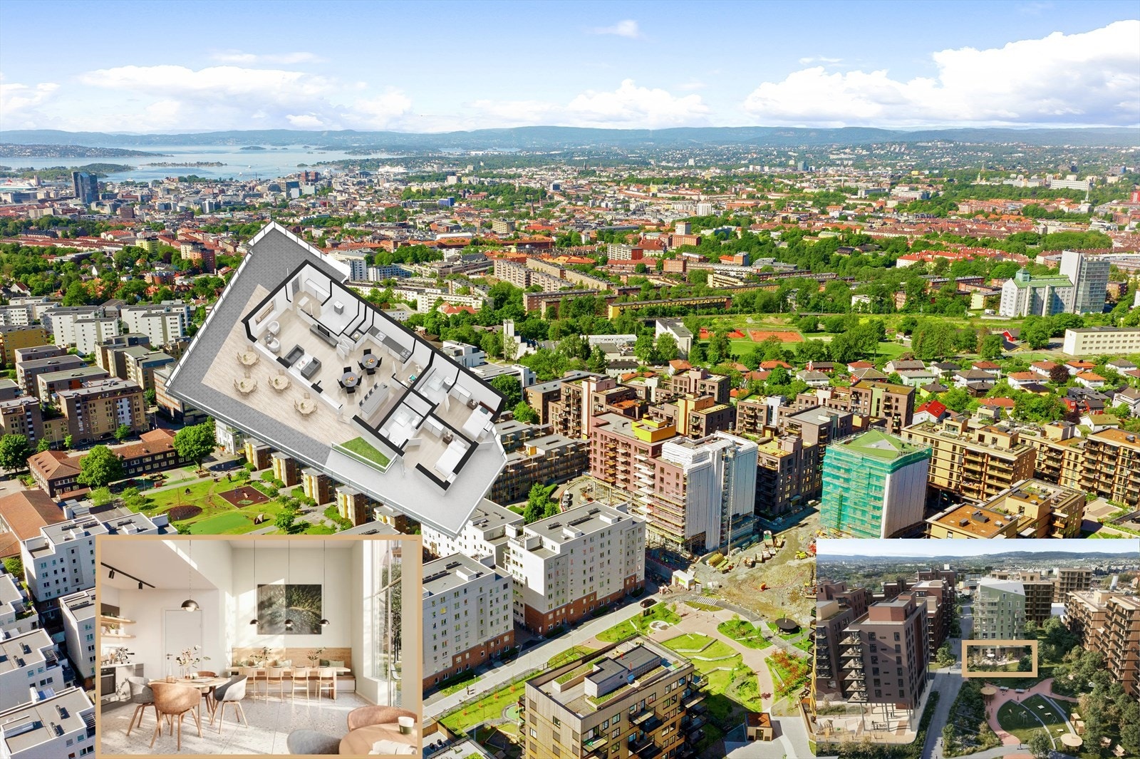 Delingsfunksjoner i hus B - 2 gjesterom, kontor, felleslokale og terrasse mv. Des 2025. Flybusstopp like ved. Galleribilde