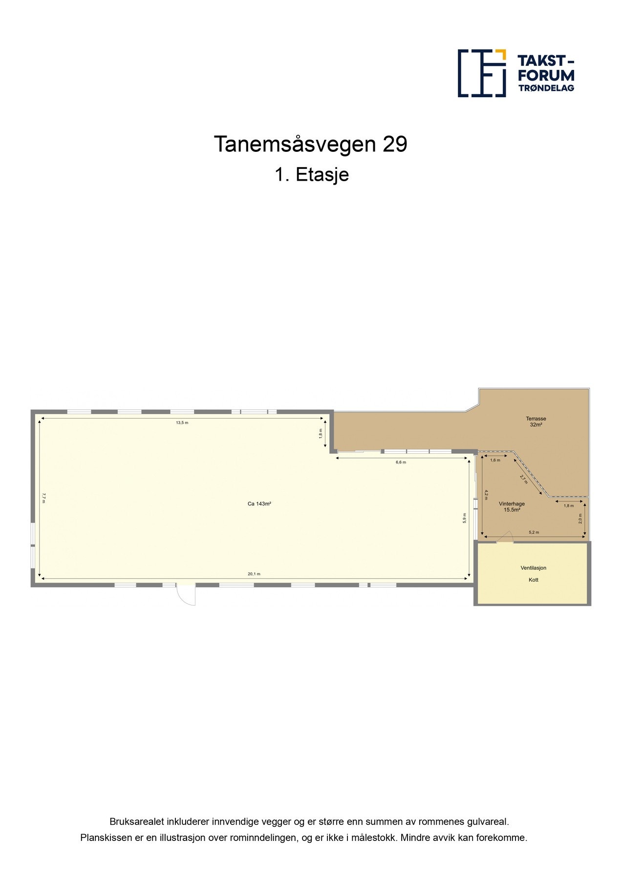 Plantegning hovedetasje etter brannskadene. Galleribilde