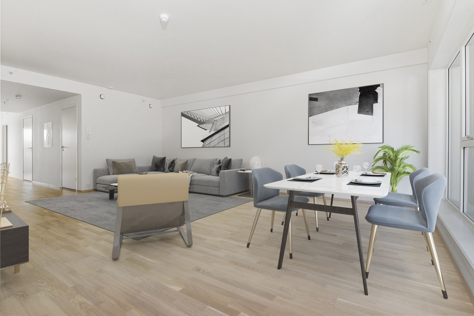 Stue med digital styling. Galleribilde