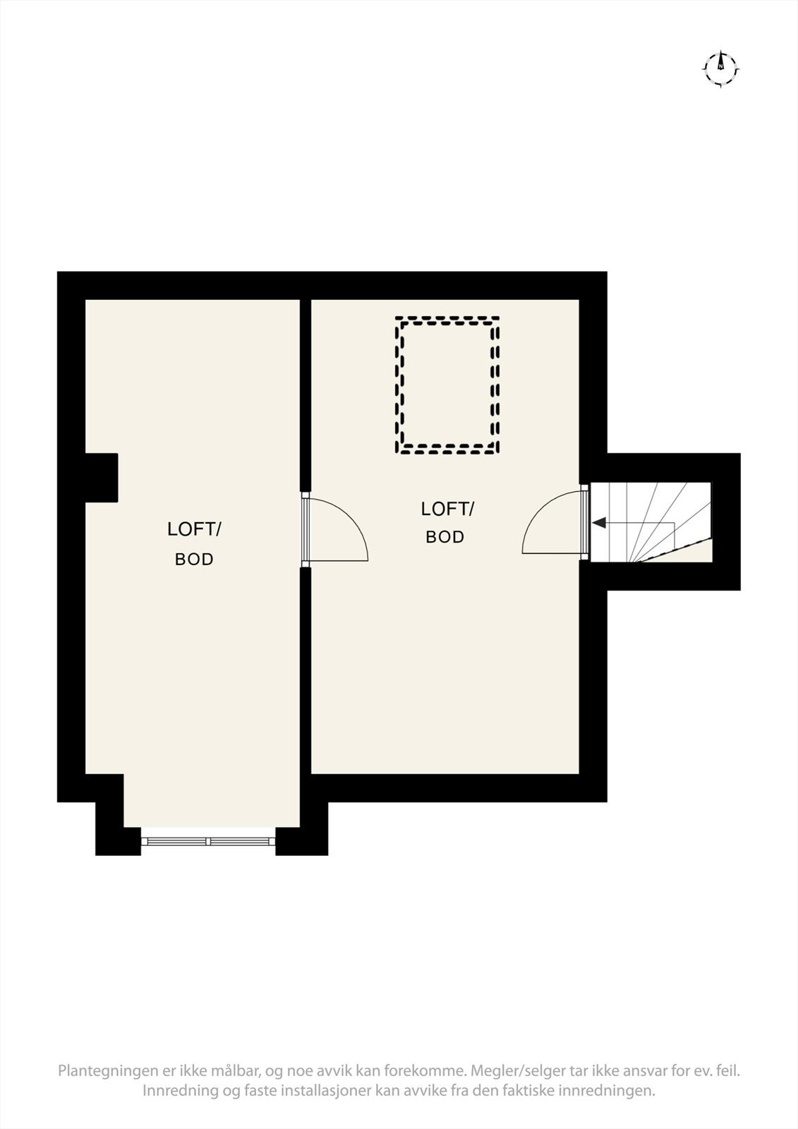 Plantegning av loftsetasjen (Loft er ikke godkjent for varig opphold). Galleribilde
