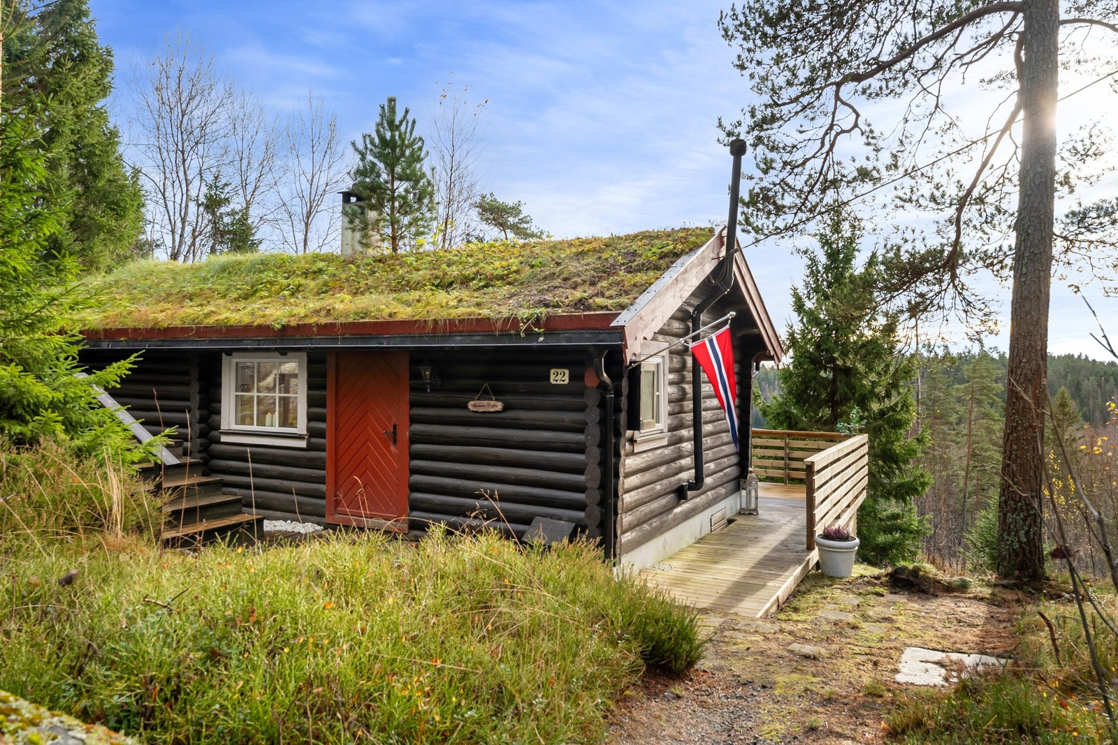 Hytta har en god intern beliggenhet på hyttefeltet. Galleribilde