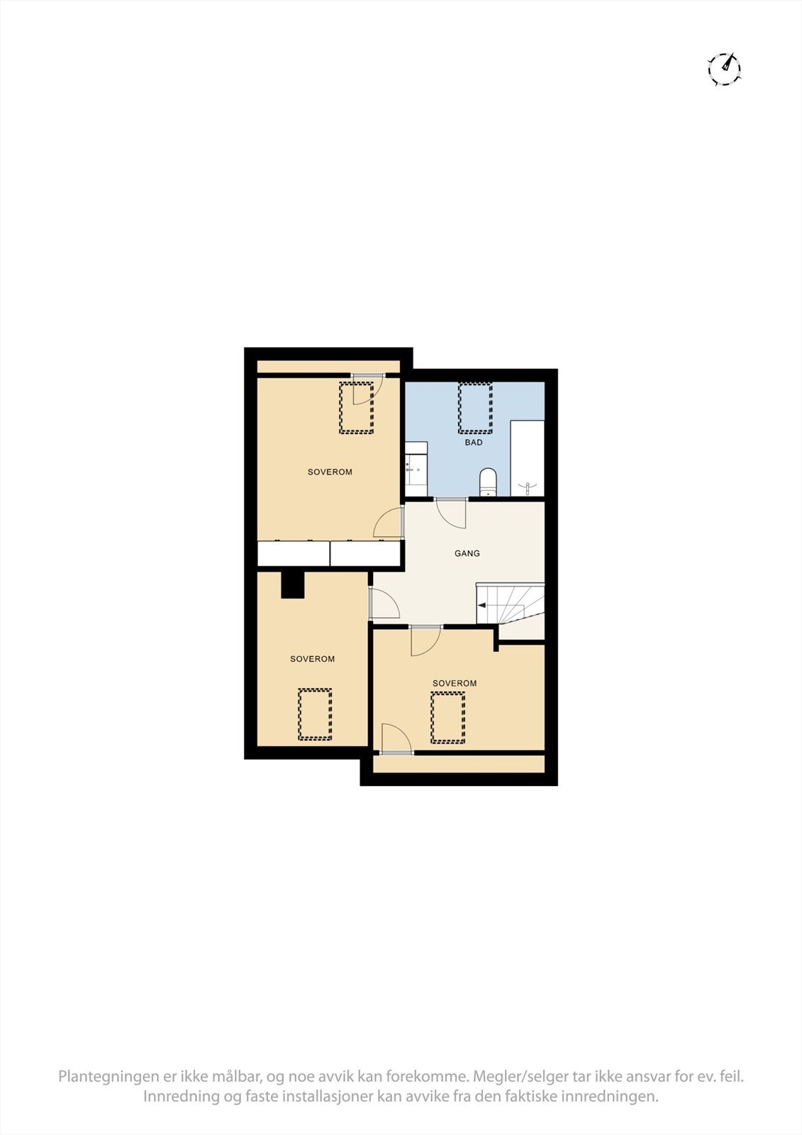 Plantegning loftseetasje (plan 2). Galleribilde