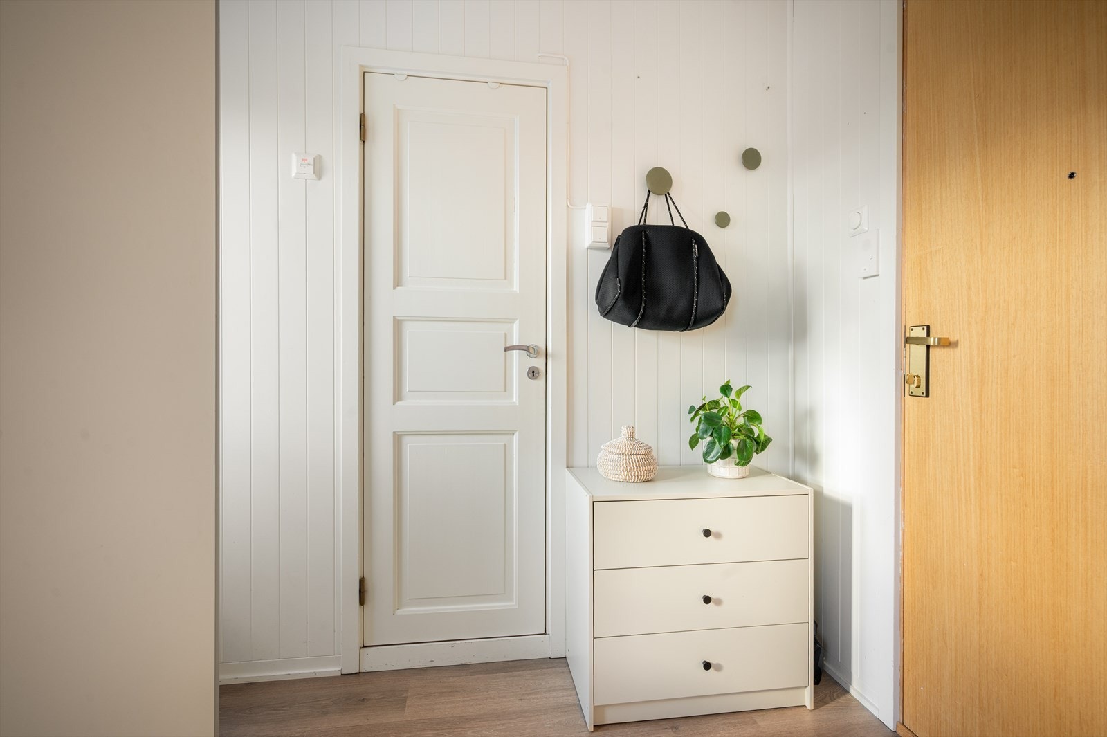 Her er det god plass til møblement og garderobeskap for å sette fra seg yttertøy og sko. Galleribilde