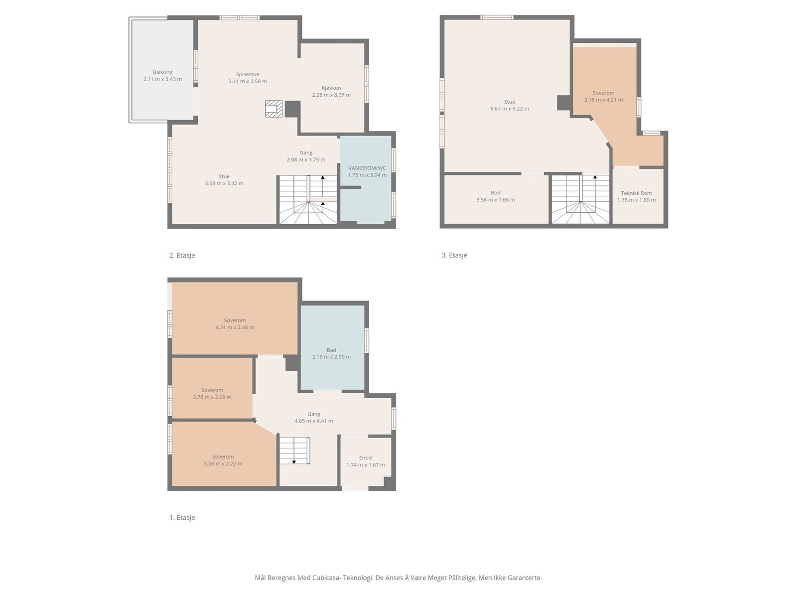 Soverommet på loftet er ikke søkt og godkjent. Omgjøring fra tilleggsdel til hoveddel er et søknadspliktig tiltak. Galleribilde