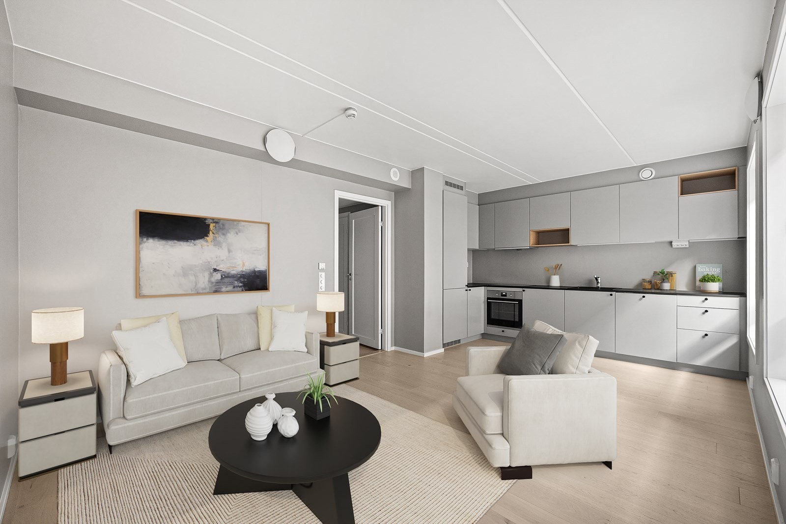 En lys og innbydende leilighet digitalt stylet Galleribilde