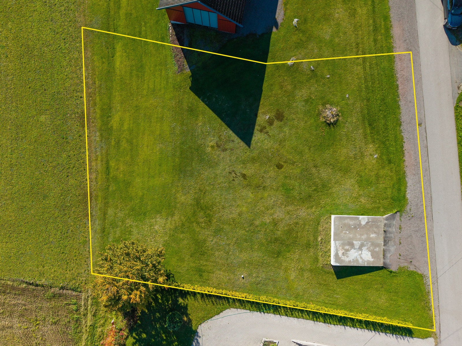 Skisserte tomtegrenser.