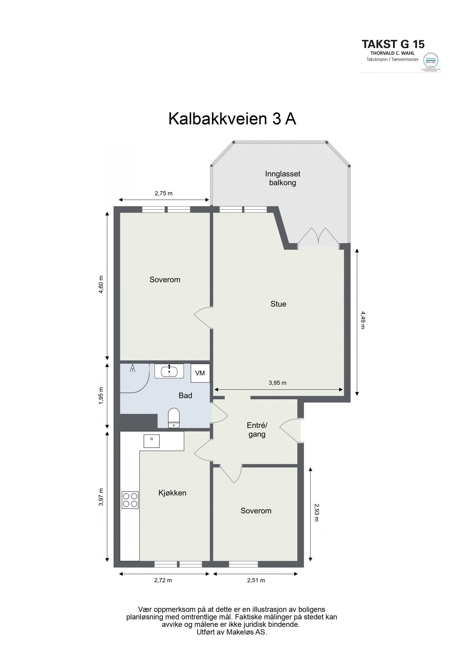 Romslig og gjennomgående 3 roms med utvidet bad og 9 kvm innglasset balkong. Galleribilde