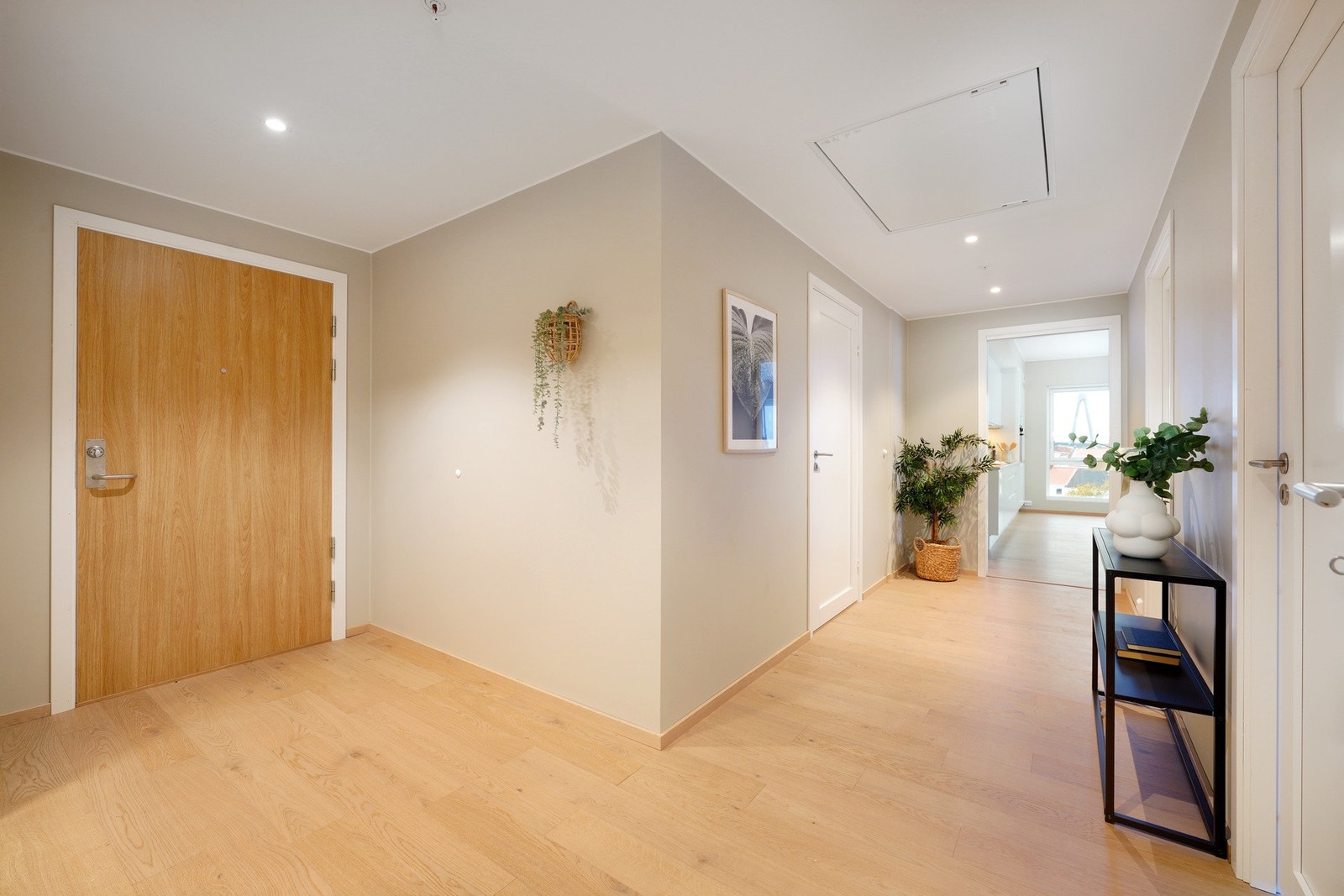 Romslig og pent belyst entré/gang. Galleribilde