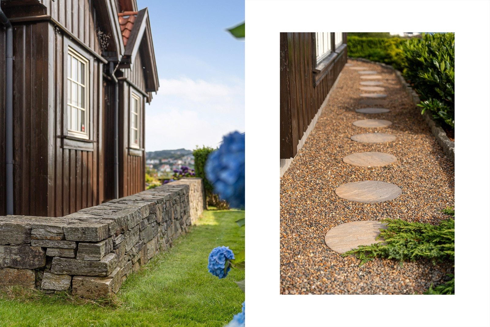 Ingenting er overlatt til tilfeldigheten i hagen med flotte material og fargevalg Galleribilde