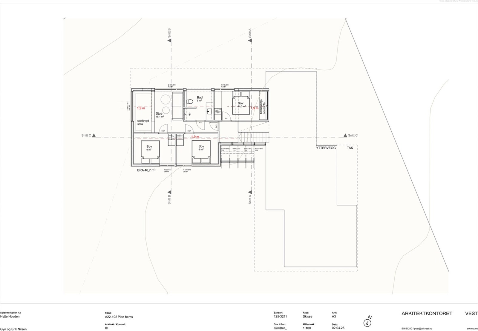 tegning 3.jpgSelgers tegninger av hytte på tomt - Disse tegningene er ikke forsøkt godkjent hos Bykle kommune Galleribilde