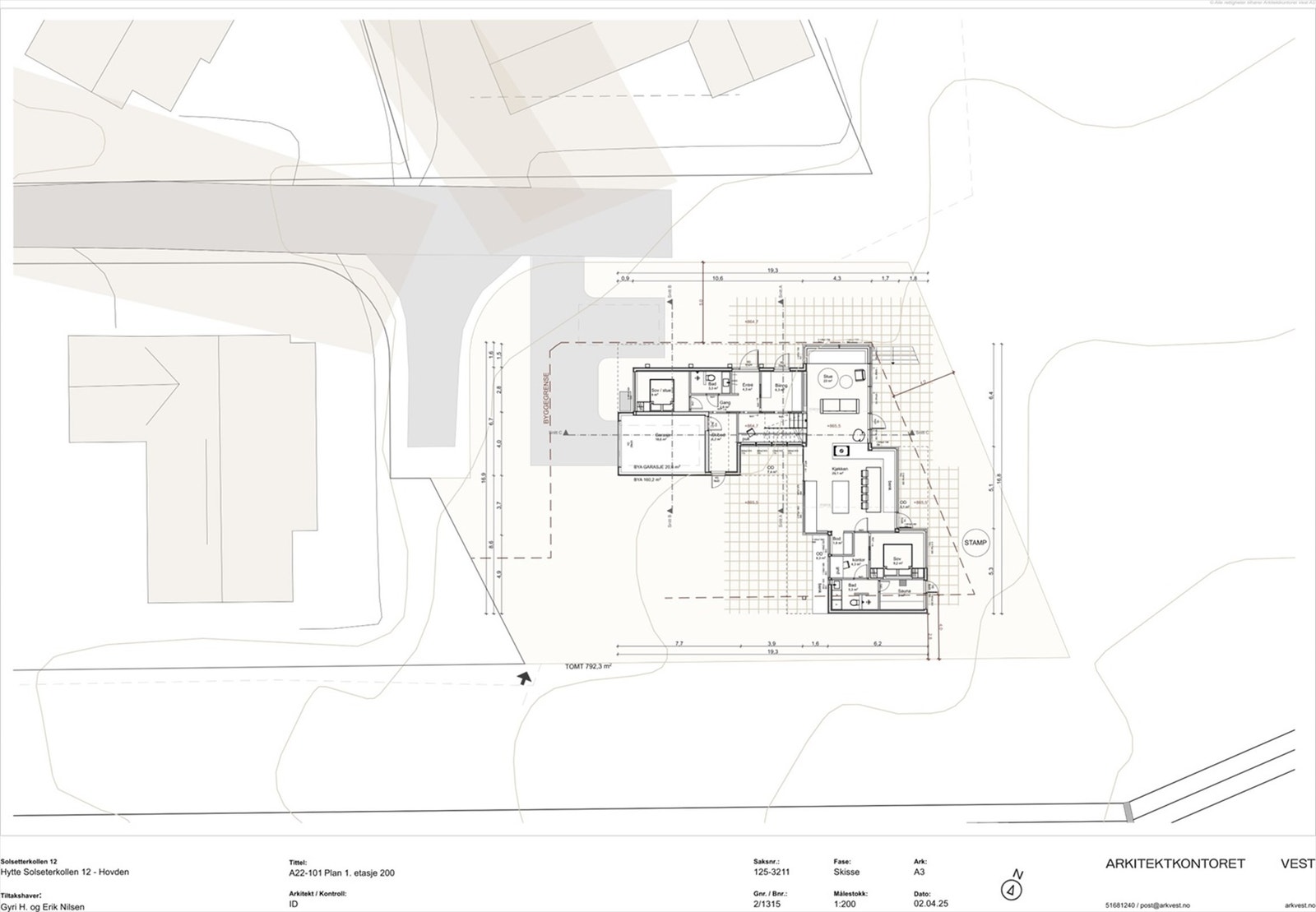 Selgers tegninger av hytte på tomt - Disse tegningene er ikke forsøkt godkjent hos Bykle kommune Galleribilde