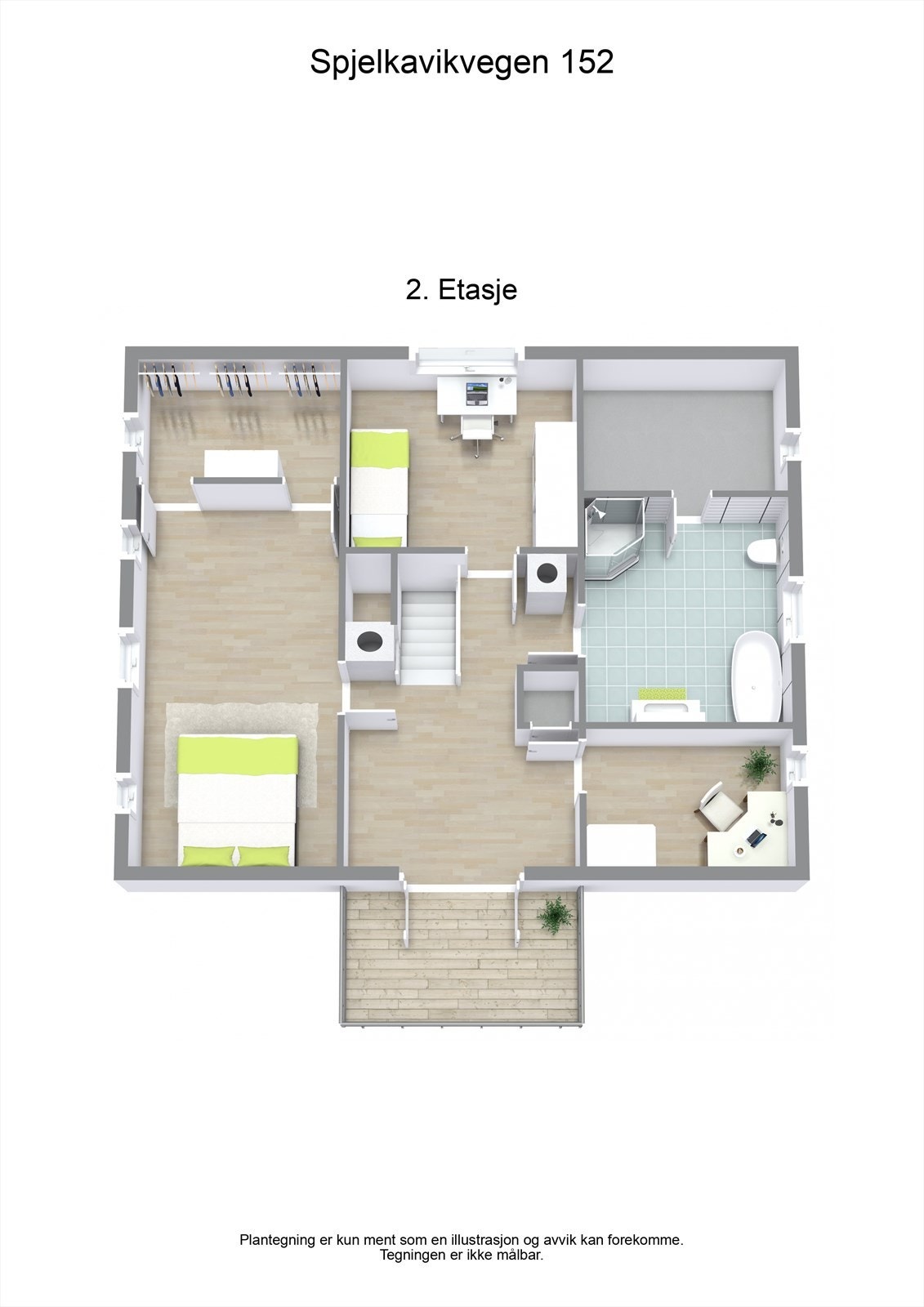 3 D plantegning 2. etasje Galleribilde