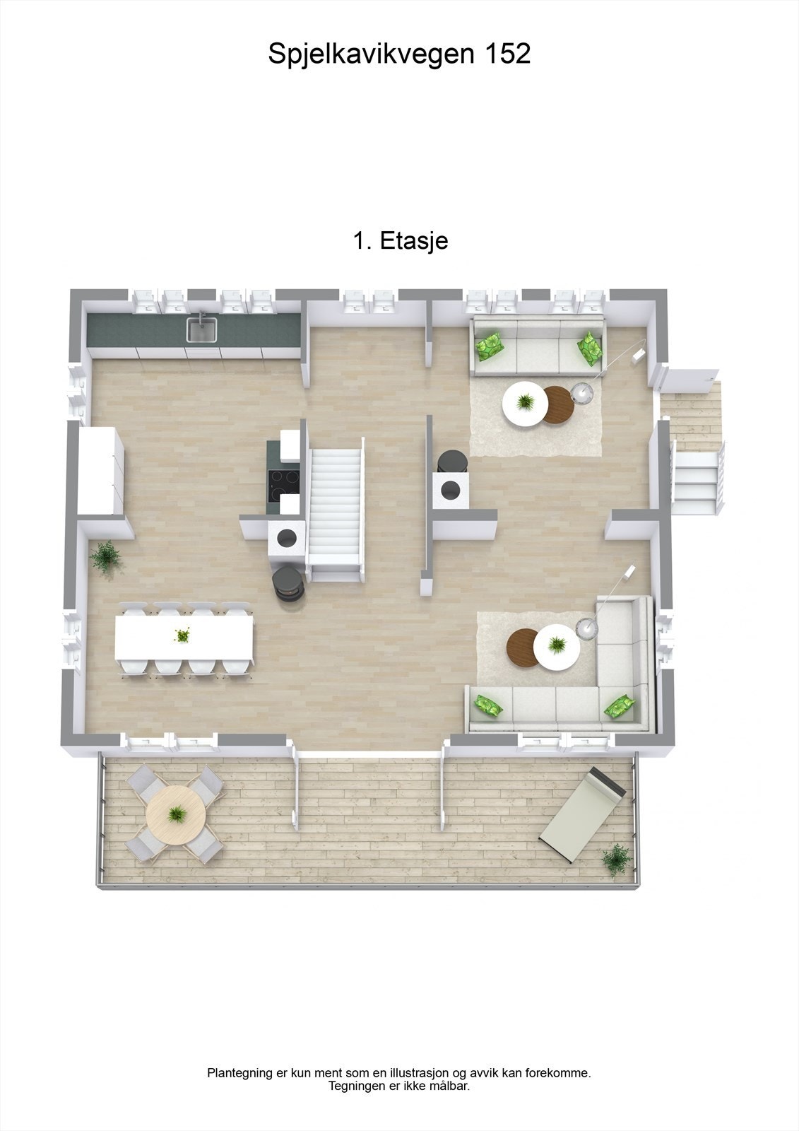 3 D plantegning 1. etasje Galleribilde
