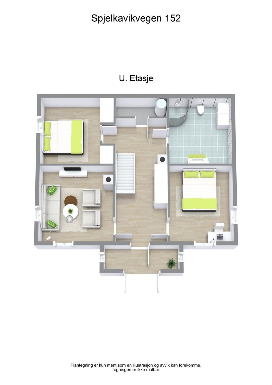 3 D plantegning underetasje Galleribilde