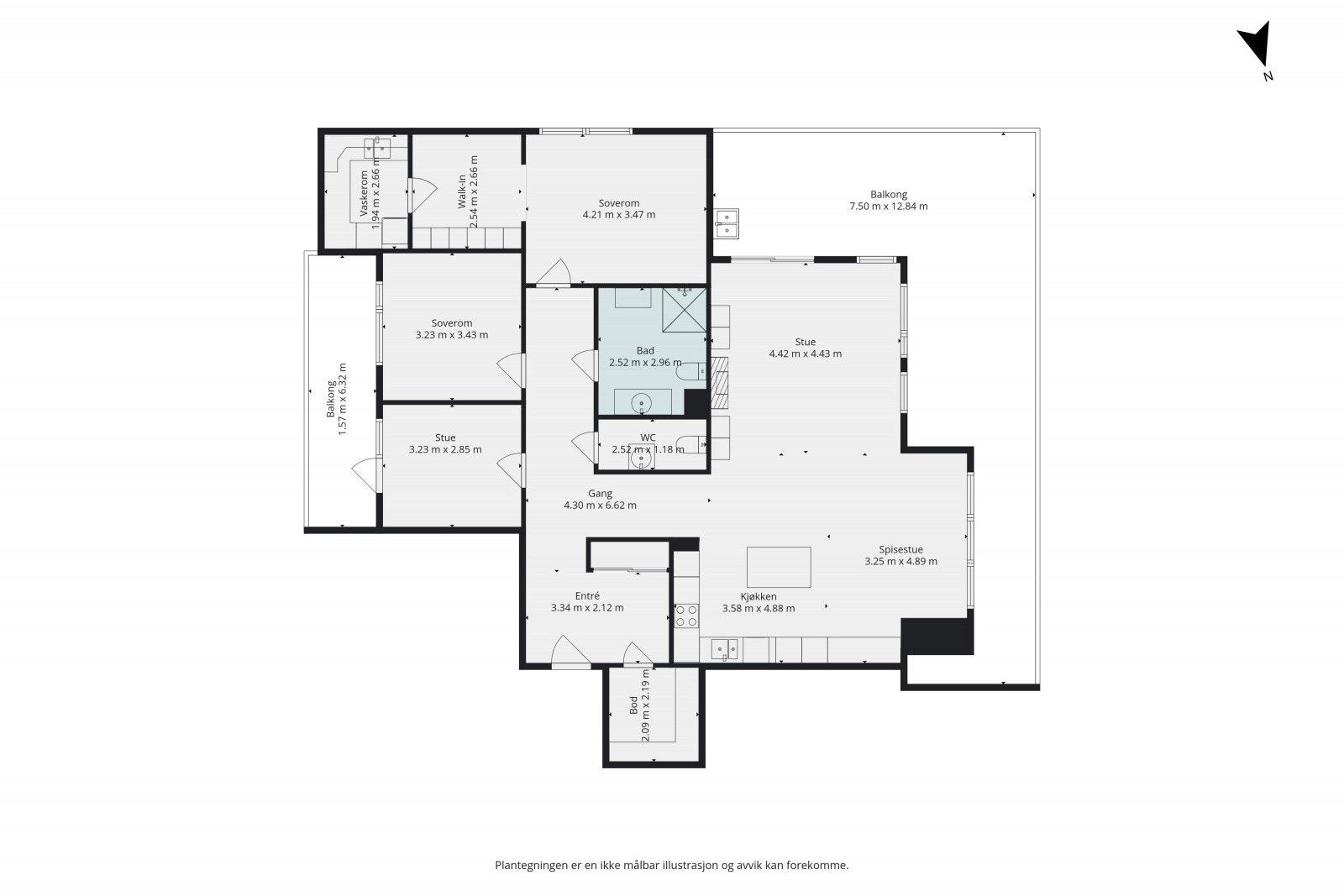 Meget god planløsning med store rom. Gjennomgående topp- og endeleilighet med to takterrasser. Galleribilde