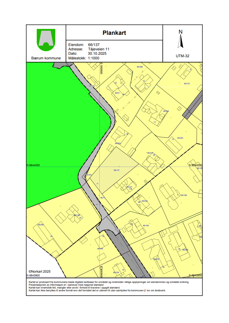 Plankart Tåjeveien 11 Galleribilde