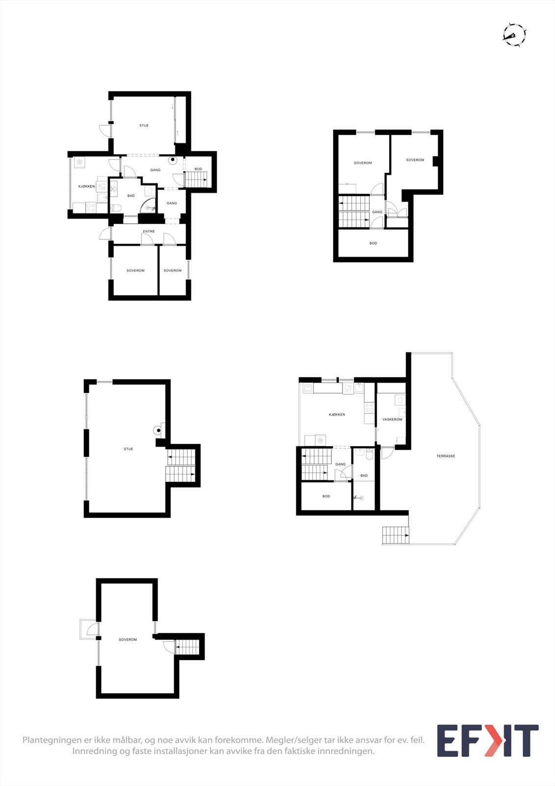 Plantegningene gir en samlet oversikt over boligens mange plan og muligheter. Galleribilde